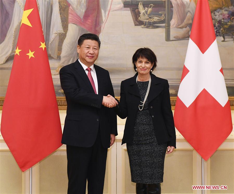 SWITZERLAND-CHINA-XI JINPING-DORIS LEUTHARD-TALKS