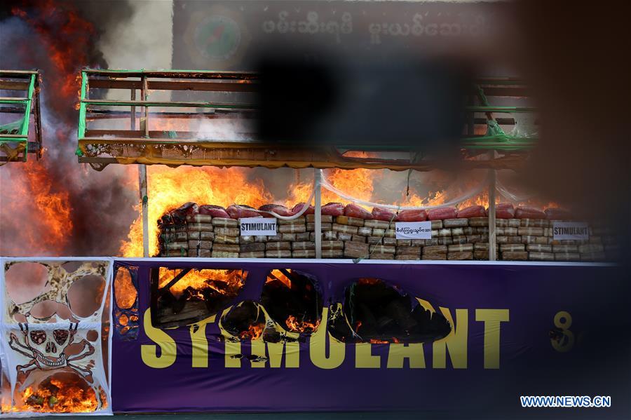 MYANMAR-YANGON-DRUG DESTRUCTION