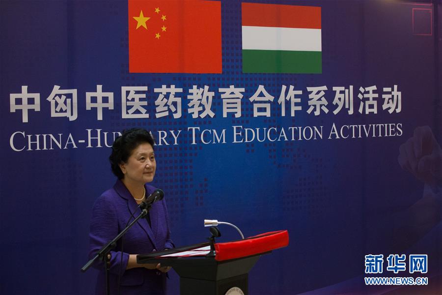 6月18日，在匈牙利布達(dá)佩斯，中國國務(wù)院副總理劉延?xùn)|出席中匈中醫(yī)藥教育合作系列活動(dòng)時(shí)講話。中國國務(wù)院副總理劉延?xùn)|18日在布達(dá)佩斯考察匈牙利塞梅爾維斯醫(yī)科大學(xué)并出席中匈中醫(yī)藥教育合作系列活動(dòng)。 新華社發(fā)（弗爾季&middot;奧蒂洛攝）
