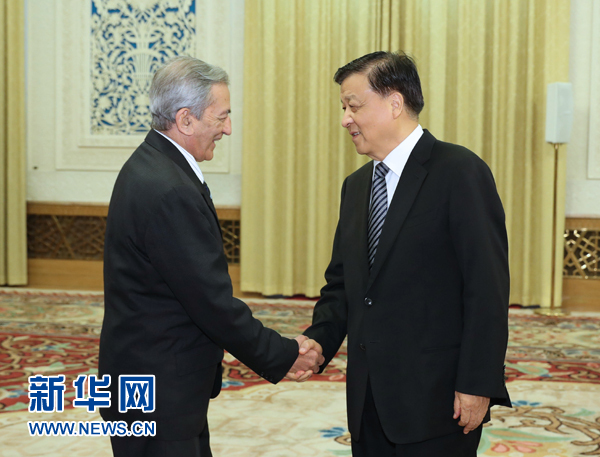 6月21日，中共中央政治局常委、中央書記處書記劉云山在北京會見古共中央書記處書記、國際關系部部長巴拉格爾率領的古巴共產黨代表團。新華社記者馬占成攝