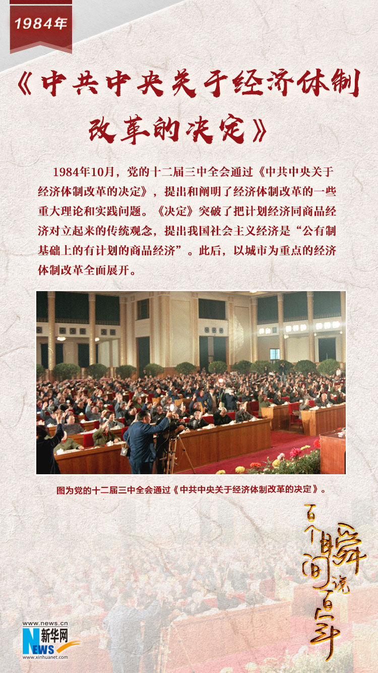 1984，《中共中央關(guān)于經(jīng)濟體制改革的決定》
