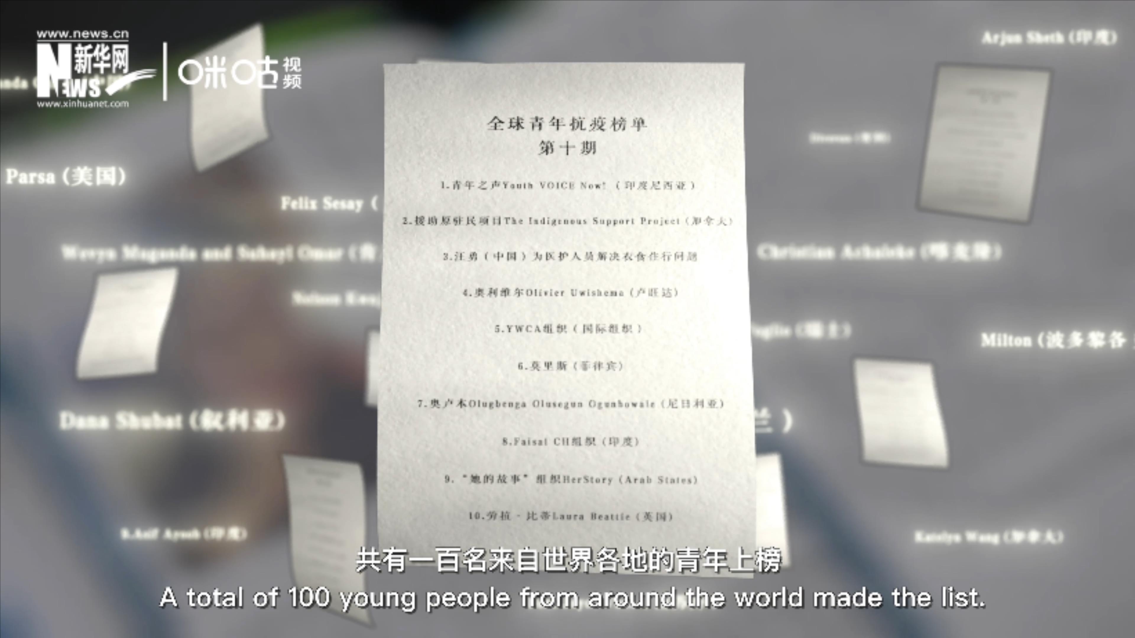 聯(lián)合國(guó)共發(fā)布十期青年抗&ldquo;疫&rdquo;榜單