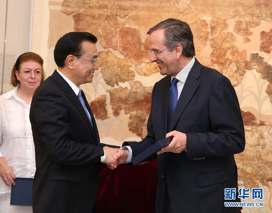 6月21日，國務(wù)院總理李克強(qiáng)與希臘總理薩馬拉斯共同出席希臘伊拉克利翁博物館新館開館儀式并發(fā)表講話。 新華社記者 龐興雷 攝