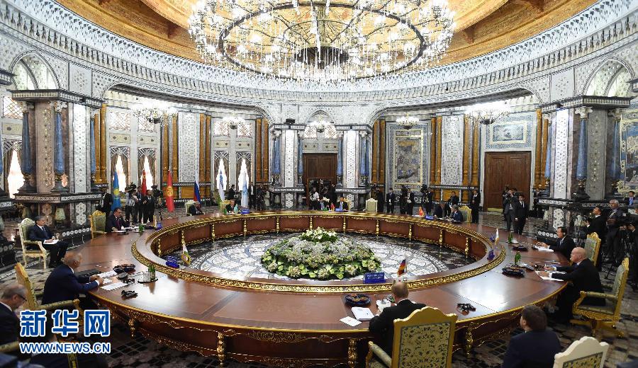 9月12日，上海合作組織成員國元首理事會第十四次會議在塔吉克斯坦首都杜尚別舉行。國家主席習近平出席會議并發表重要講話。新華社記者馬占成攝 