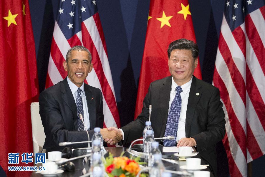 11月30日,國家主席習近平在巴黎會見美國總統奧巴馬。新華社記者黃敬文攝 11月30日,國家主席習近平在巴黎會見美國總統奧巴馬。新華社記者黃敬文攝