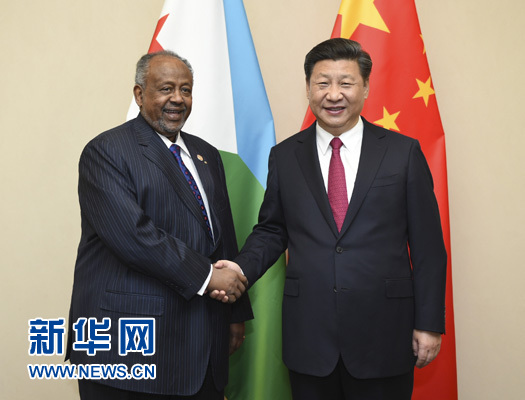 12月3日，國家主席習近平在約翰內斯堡會見吉布提總統蓋萊。新華社記者 謝環馳 攝 

