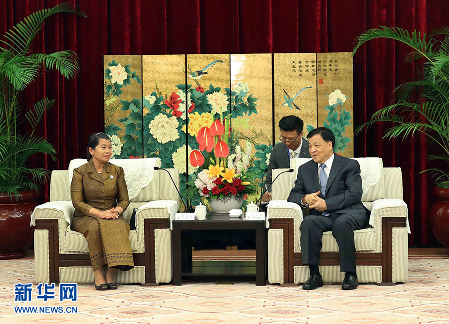 6月11日，中共中央政治局常委、中央書記處書記劉云山在福州會見來華出席金磚國家政黨、智庫和民間社會組織論壇的柬埔寨人民黨中央常委、副首相梅森安。新華社記者劉衛兵攝