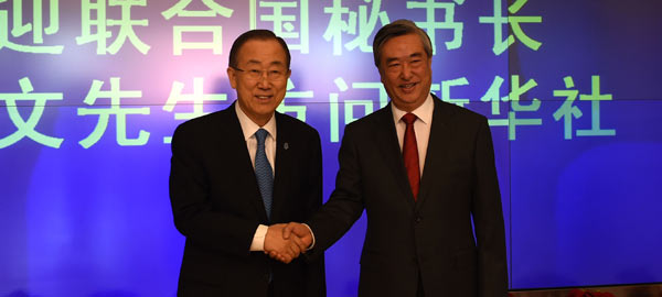 潘基文訪(fǎng)問(wèn)新華社